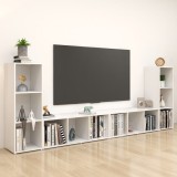 VidaXL Dulapuri TV, 4 buc., alb, 107x35x37 cm, lemn prelucrat