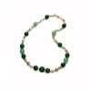 Colier Argint 925 Placat Aur cu Agat Verde, Cuarț, Jad &amp; Perle de Cultură 55cm - Bijuterie Handmade Made in Italy