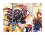 Cumpara ieftin Tablou abstract din 3 piese pictat manual, Intraplanetar, 120x90cm ulei pe panza