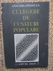 Culegere Cusaturi Populare Leocadia Stefanuca - Carte Arta Populara, Editura Dacia 1979