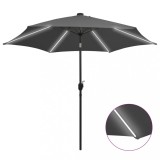 vidaXL Umbrelă de soare cu LED-uri, st&acirc;lp aluminiu, antracit, 300 cm 47362