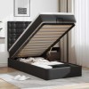 Cadru de pat otoman cu saltea neagră 80x200cm piele artificială