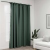 Draperie opacă, aspect de in, verde, 290 x 245 cm, cu c&acirc;rlige
