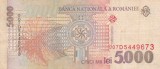 BANCNOTA de 5000 LEI 1998 Seria 007D5449673