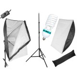 Cumpara ieftin Kit Lampa cu Lumina Continua Softbox 50x70 cm, difuzor detasabil si trepied telescopic 72-230cm, bec 150W pentru Studio Foto sau Videochat, Palmonix