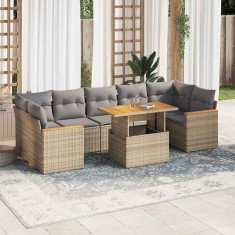 vidaXL Set canapele grădină cu perne 8 piese bej poliratan/lemn acacia 3327461