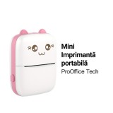 Imprimantă termică portabilă &ndash; compactă, fără cerneală, cu Bluetooth, ideală pentru notițe, etichete, coduri QR și stickere. Ușor de folosit,