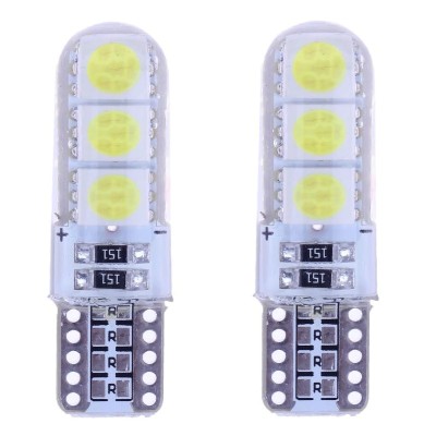 Set 2 Becuri LED T10 w5w pentru Pozitii, Plafoniera Lumina Alba cu Protectie Silicon foto