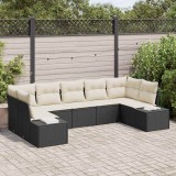 Cumpara ieftin Set de canapele pentru grădină cu pernă 7 pcs Negru Rattan poli