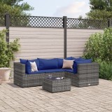 VidaXL Set mobilier de grădină cu perne, 5 piese, gri, poliratan