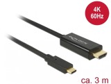 Cablu USB-C la HDMI (DP Alt Mode) 4K 60 Hz 3m T-T Negru, Delock 85292