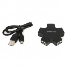 Hub USB 4 Porturi Omega OUH24SB USB 2.0 Stea Negru foto