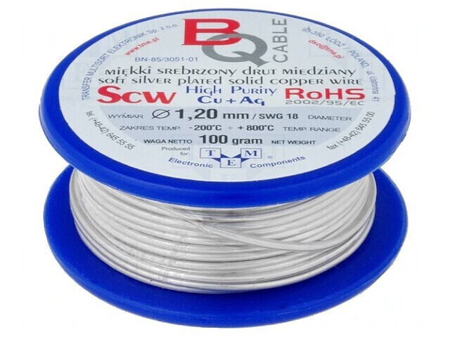 S&acirc;rmă de cupru argintată 1,2mm 100g
