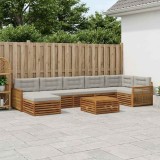 vidaXL Set de canapele de exterior 8 pcs Natural și gri deschis 3383659