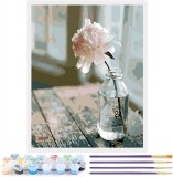 Set de pictura cu numere Toudorp, vopsea acrilica, vaza cu flori, multicolor, 50 x 40 cm