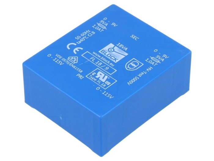 Transformator &icirc;ncapsulat 18VA, PCB