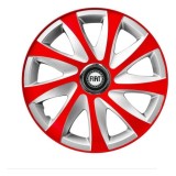 Set 4 capace roti 14 inchi R14 Drift Rosu-Gri, Compatibil cu Fiat