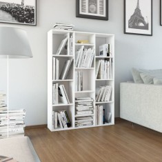 vidaXL Separator cameră/Bibliotecă alb extralucios 100x24x140 cm PAL foto