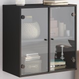 Cumpara ieftin Dulap de perete cu uși din sticlă, negru, 68x37x68,5 cm