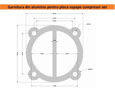 Garnitura aluminiu cilindru cap compresor 65mm 85x85mm CH095 Mod.18 foto