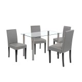 Cumpara ieftin Set de masă Karin 4+1 alb-gri