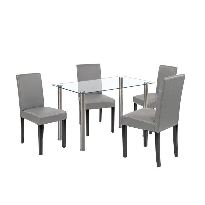Set de masă Karin 4+1 alb-gri
