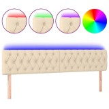 Cumpara ieftin Tablie de pat cu LED, crem, 180x7x78/88 cm, textil