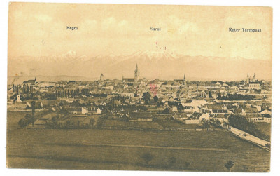 2956 - SIBIU, Panorama, Romania - old postcard, CENSOR - used - 1917 foto