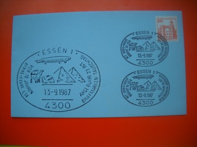 HOPCT PLIC S NR 595 ESSEN 1987 ZEPPELIN -COSMOS/SPACE-SPATIU- GERMANIA foto