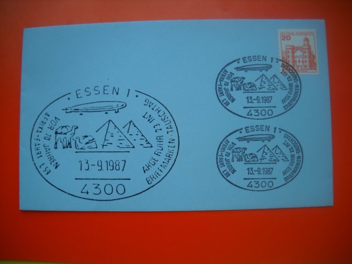 HOPCT PLIC S NR 595 ESSEN 1987 ZEPPELIN -COSMOS/SPACE-SPATIU- GERMANIA