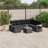 Cumpara ieftin Gossi set mobilier de gradina cu perne, 8 piese, negru, poliratan