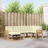 vidaXL Set canapele exterior 6 piese lemn acacia textilene alb crem confortabil rezistent