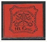 Italy Church State 1867 Coat of arms, 10C, Mi.15, imperf., MNG AM.116, Nestampilat