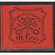 Italy Church State 1867 Coat of arms, 10C, Mi.15, imperf., MNG AM.116
