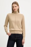 BOSS Orange pulover din amestec de l&acirc;nă culoarea bej, light, cu turtleneck, 50551356