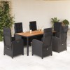 VidaXL Set mobilier de grădină cu perne, 7 piese, negru, poliratan 3212236