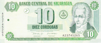 Bancnota Nicaragua 10 Cordobas 2002 - P191 UNC foto