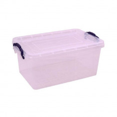 Cutie Depozitare cu Capac, 23.5x36x16 cm, 10 L, Plastic Transparent, Cutii din Plastic pentru Depozitare, Cutie Depozitare din Plastic, Caserole din P