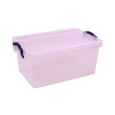 Cutie Depozitare cu Capac, 23.5x36x16 cm, 10 L, Plastic Transparent, Cutii din Plastic pentru Depozitare, Cutie Depozitare din Plastic, Caserole din P foto