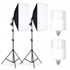 Set de lumini pentru studio cu 2 softbox + becuri 2 x 20W Andoer