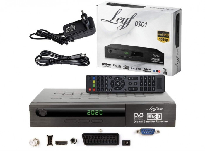 Receptor satelit Leyf, HDTV, DVB-S DVB-S2, HDMI, SCART, 2x USB, Full HD 1080p - SECOND