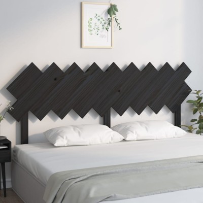vidaXL Tăblie de pat, negru, 178x3x80,5 cm, lemn masiv de pin 819239 foto