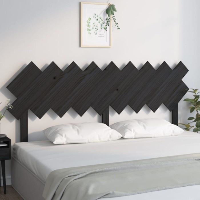 vidaXL Tăblie de pat, negru, 178x3x80,5 cm, lemn masiv de pin 819239