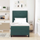 Cumpara ieftin Pat cu arcuri cu headboard Verde inchis 90 x 190 cm Catifea