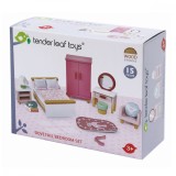 Set mobilier din lemn, dormitor, pentru Casuta de papusi, Tender Leaf Toys, Dovetail