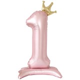 Cumpara ieftin Balon cifra 1, 81 cm, Folie de aluminiu, Fete, Roz, Oem