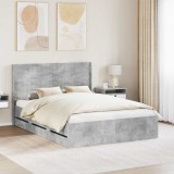 Cumpara ieftin Cadru de pat cu depozitare si tablie Gri Beton 160 x 200 cm