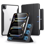 Carcasă compatibilă cu iPad Pro 11 inch (2024, a 5-a generație) cu suport pentru stilou, capac magnetic detașabil, suport vertical, seria Rebound 360,