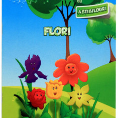 Carte de colorat cu abtibilduri - Flori |