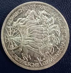 (A1052) MONEDA DIN ARGINT GERMANIA - 10 MARK 1987, LIT. G, ANIVERSARE 30 ANI TRATATUL DE LA ROMA foto